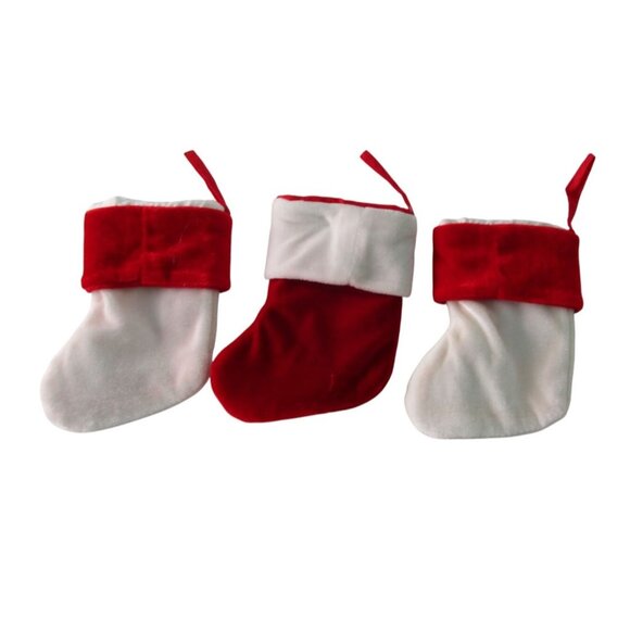Small Decorative Velvet Christmas Stockings Embroidered Snowflake GUC Three - Picture 2 of 16